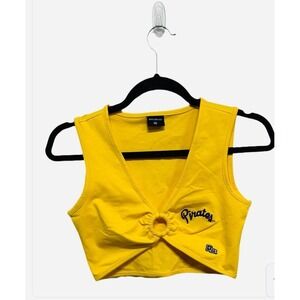 Pirates Script Gold Ring Hype & Vice Crop Top Yellow Purple Script Size Medium
